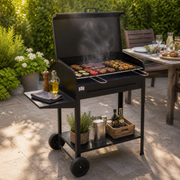Barbecue a Carbone Vanessa 50x40 cm con Coperchio e Ripiano Laterale