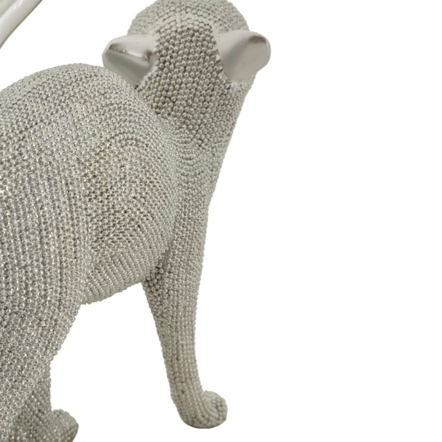 Statuetta Decorativa Gatto Sparky Argento 26 cm in Poliresina