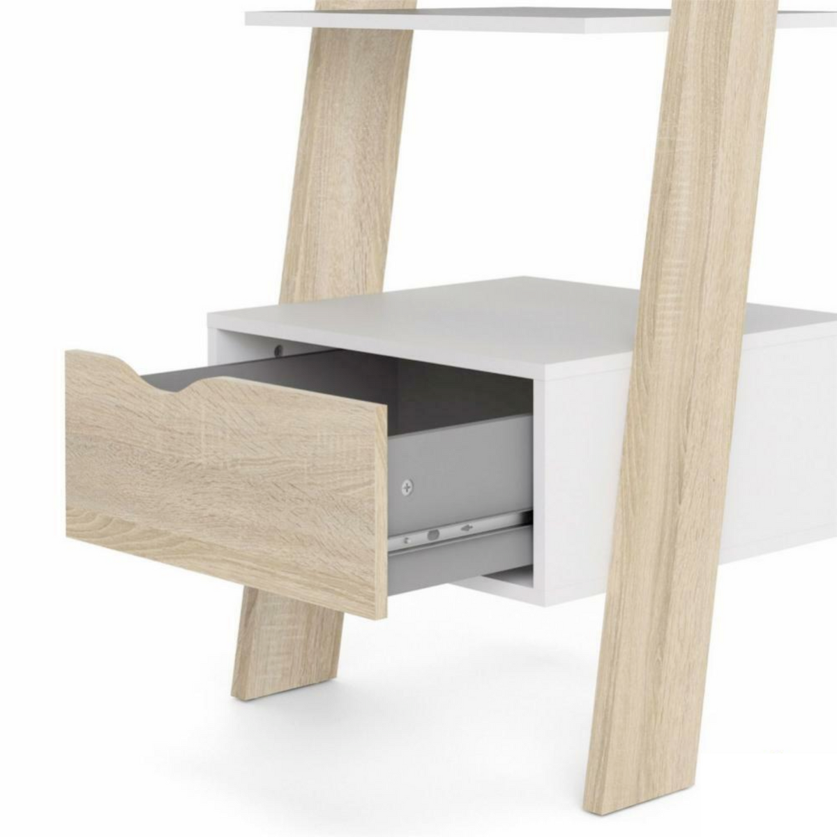 Libreria Oslo 4 Ripiani + 1 Cassetto 55x48x180 cm Bianco e Rovere