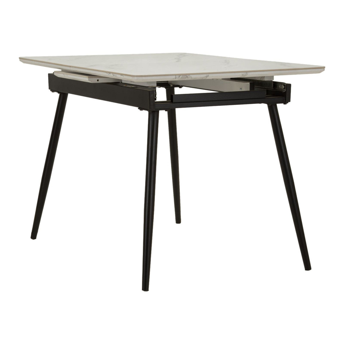 Tavolo da Pranzo Allungabile Matt 120-155x80x75 cm Struttura Nera e Piano Effetto Marmo