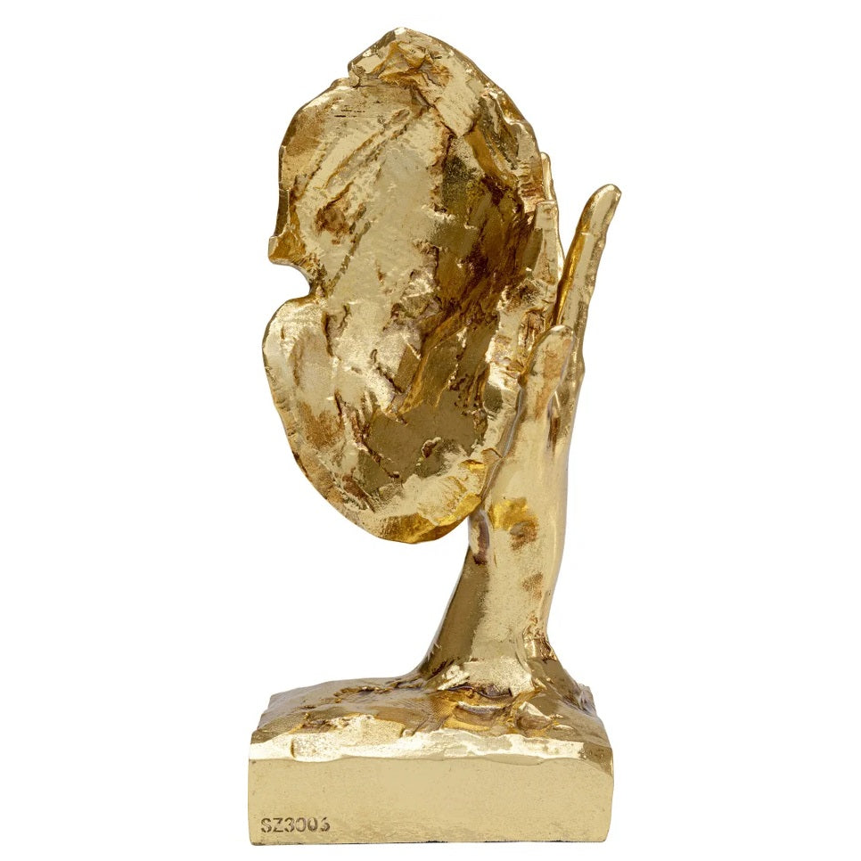 Scultura Oggetto Decorativo Volto Viso In my Mind Oro 30cm
