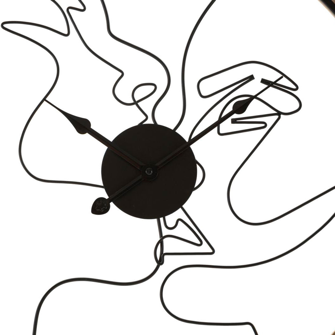 Orologio da Muro Couple Ø 60x3 cm in Ferro e Legno