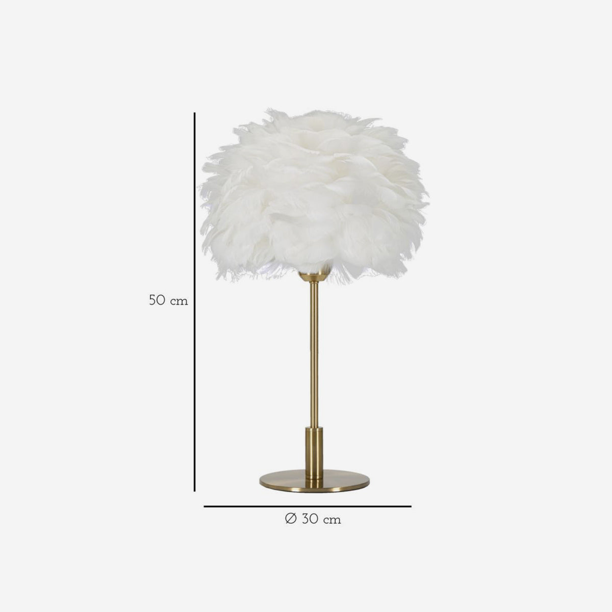 Lampada da Tavolo Ball Feather Ø30x50 cm con Paralume in Piume