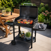 Barbecue a Carbone Polifemo 60x40 cm con Coperchio e Ripiani Laterali