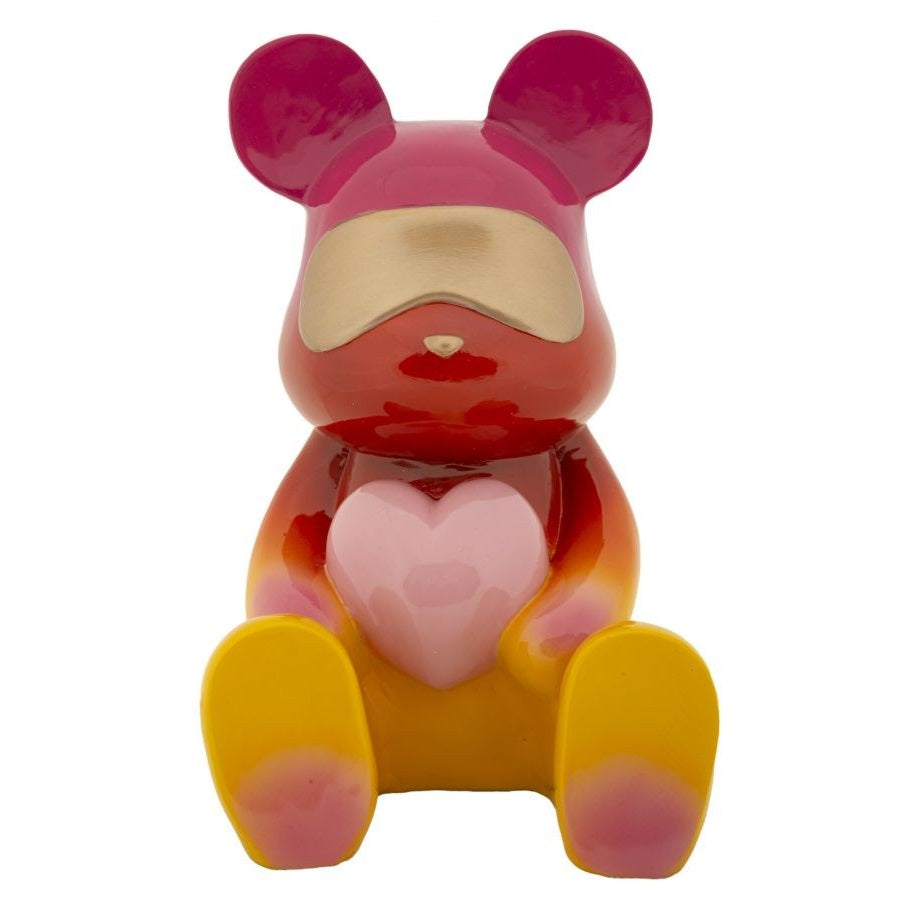 Scultura Orsacchiotto Multicolore in Poliresina Rainbow Design 21,5 x 32 cm