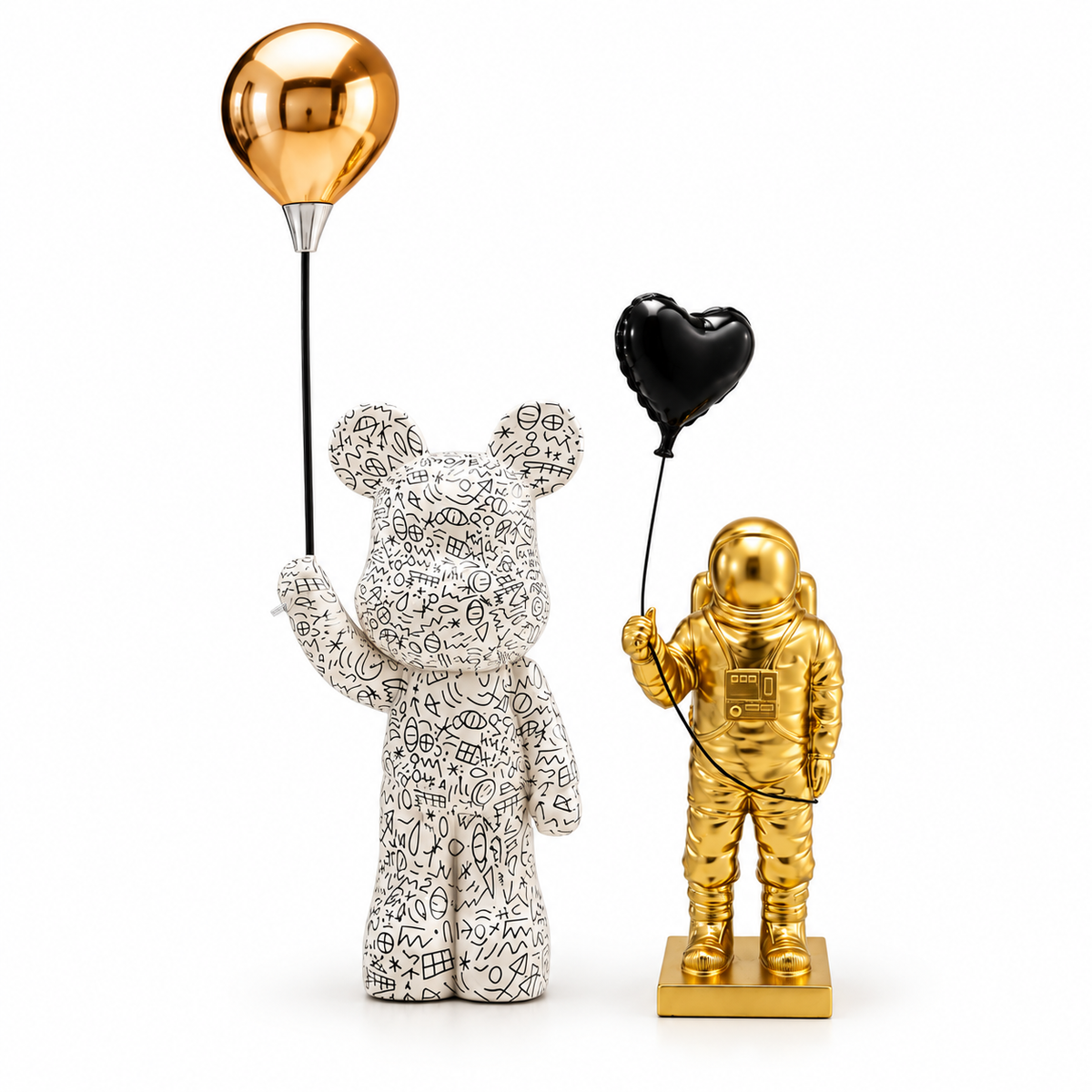 Set Decorativo Balloon Bear & Balloon Astronaut Orsetto H60 cm e Astronauta H41 cm