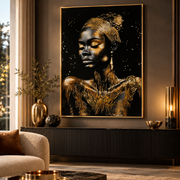 Quadro Decorativo Donna con Foglia Oro 120x80 cm Artidea