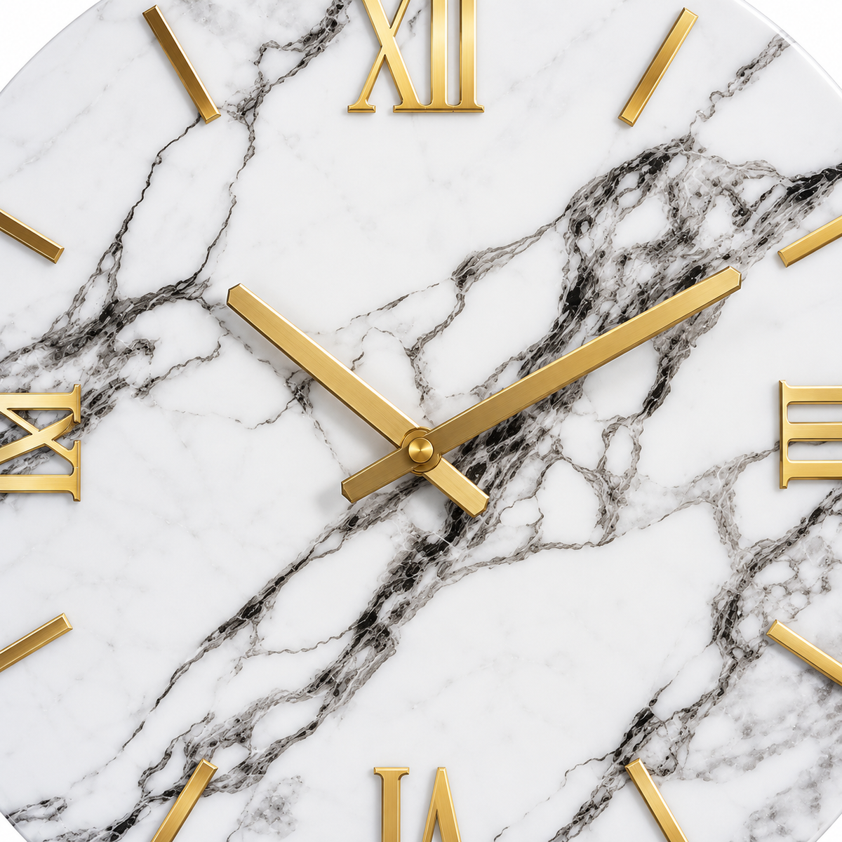 Orologio da Parete Marmo Carrara Ø100 cm Effetto Marmo Bianco con Numeri Oro
