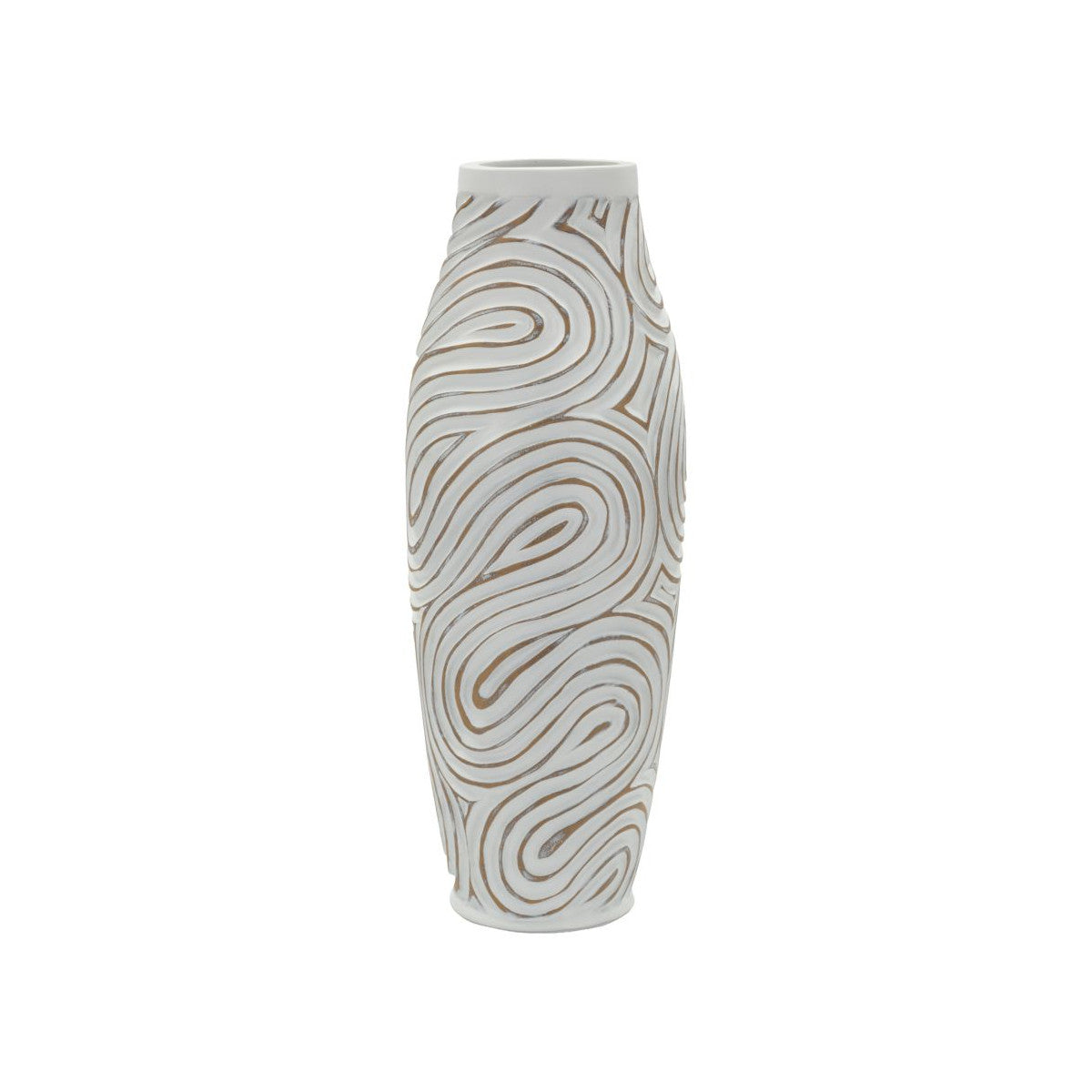 Vaso Decorativo Oblix Ø18,5x50 cm in Resina con Motivo a Spirale