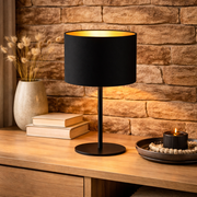 Lampada da Tavolo Alice Nero Oro H 40,5 cm Attacco E27