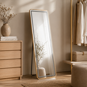Specchio da Terra LED Simple Rettangolare Oro in Alluminio 50 x H160 cm