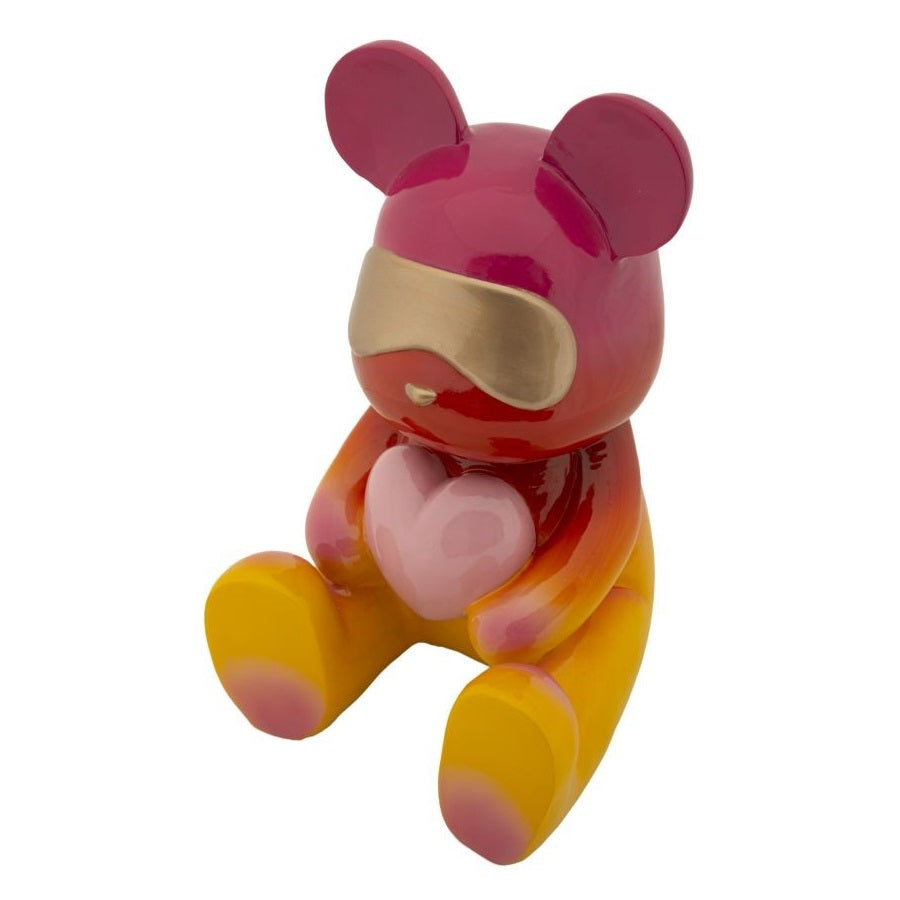 Scultura Orsacchiotto Multicolore in Poliresina Rainbow Design 21,5 x 32 cm