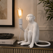 Lampada Tavolo Monkey Seduta Bianca in Poliresina 32x33x32cm