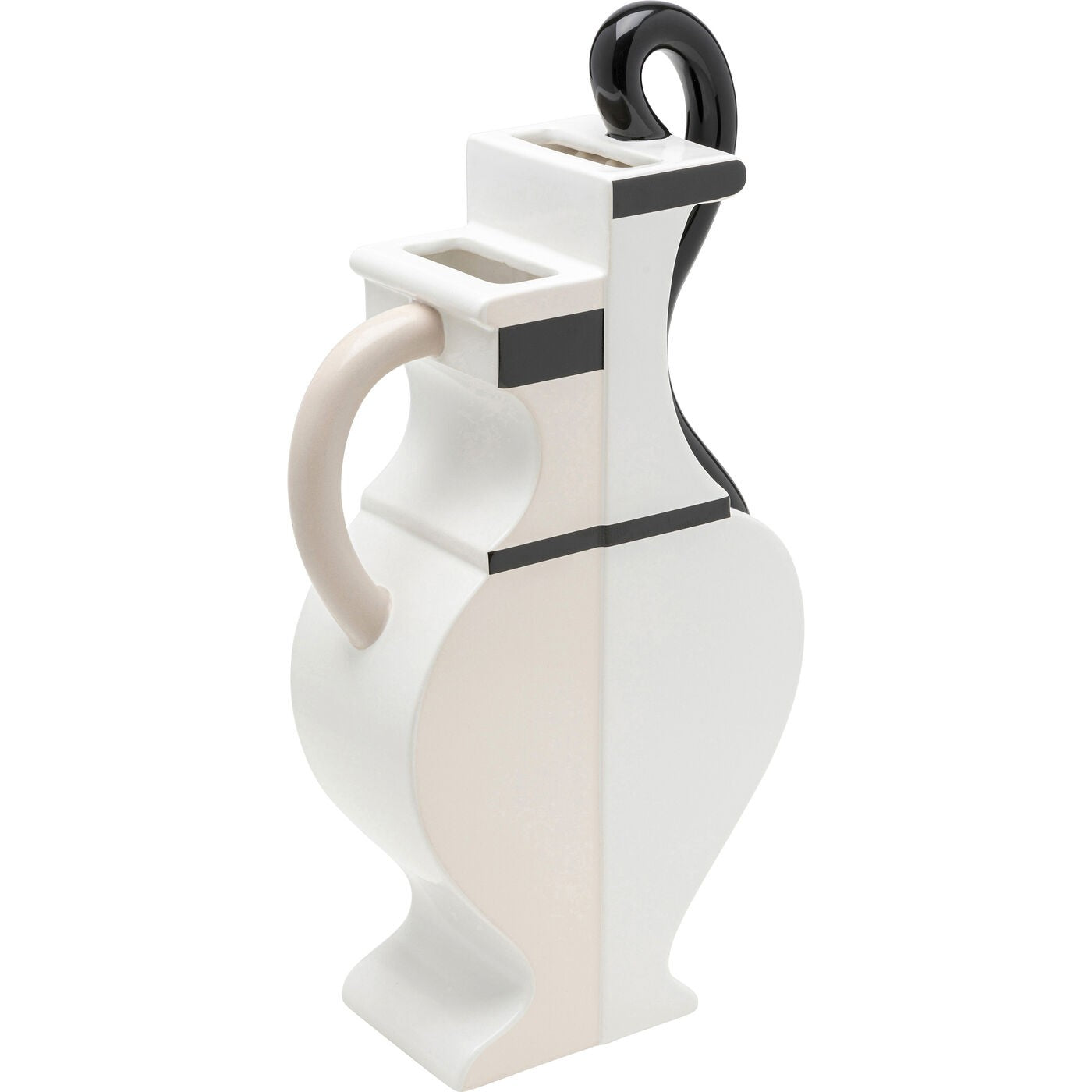 Vaso Decorativo Perfect Match Bicolore Bianco e Nero Linee Scultoree 35cm