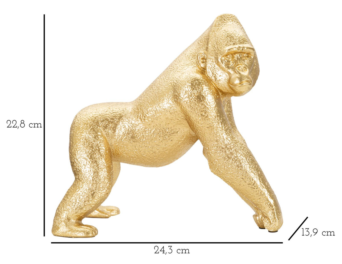 Statuetta Decorativa Gorilla Oro in Poliresina 24,3 x 13,9 x H22,8 cm
