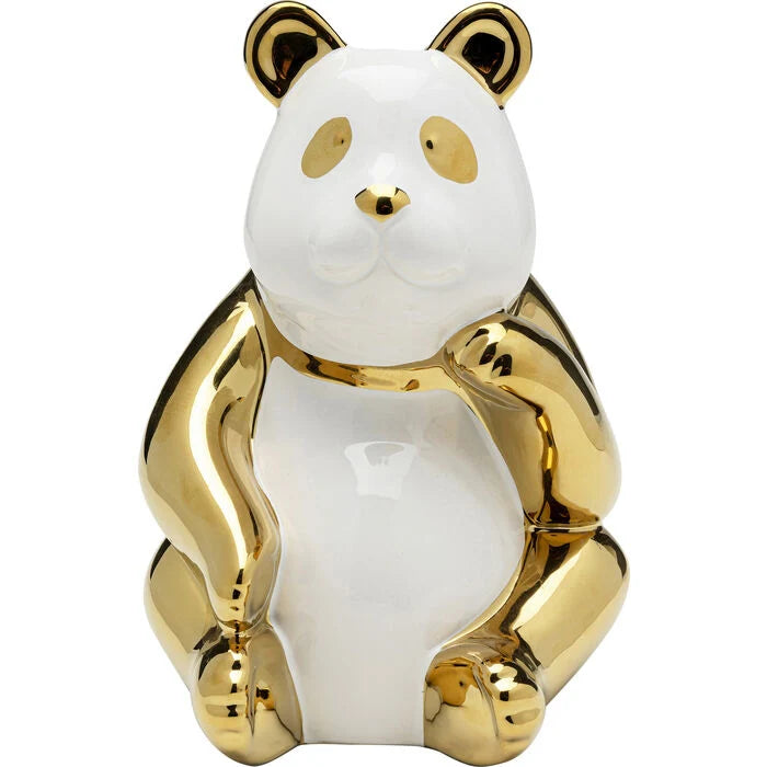 Statuetta Figura Decorativa Panda 19cm Colore Oro e Bianco