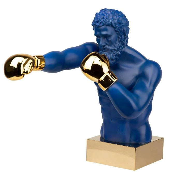 Statua Decorativa Pugile Boxer con Guantoni Oro 33x56x56 CM