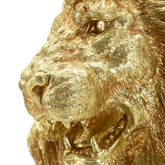 Statua Leone Shant Seduto Oro in Poliresina 55 cm Scultura Glam Maestosa