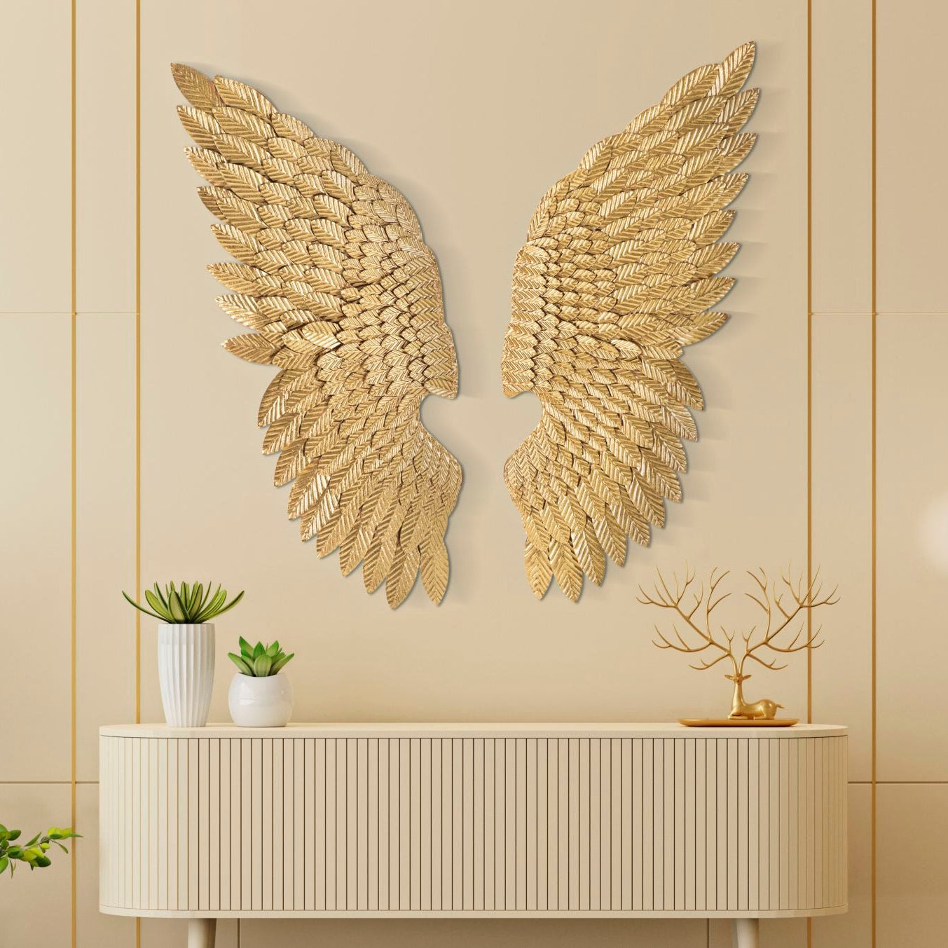 Pannello Decorativo 3D Ali Beauty Coppia Gold in Metallo