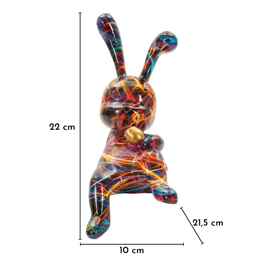 Scultura Decorativa Coniglietto Psyco B Multicolore 21,5x10x22 cm in Resina