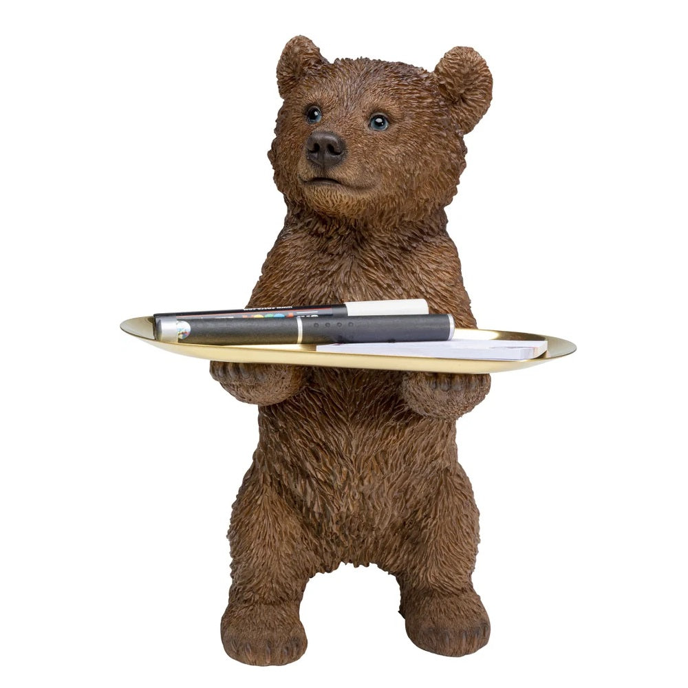 Statuetta Decorativa Orsetto Con Vassoio Butler Standing Bear H. 35 cm
