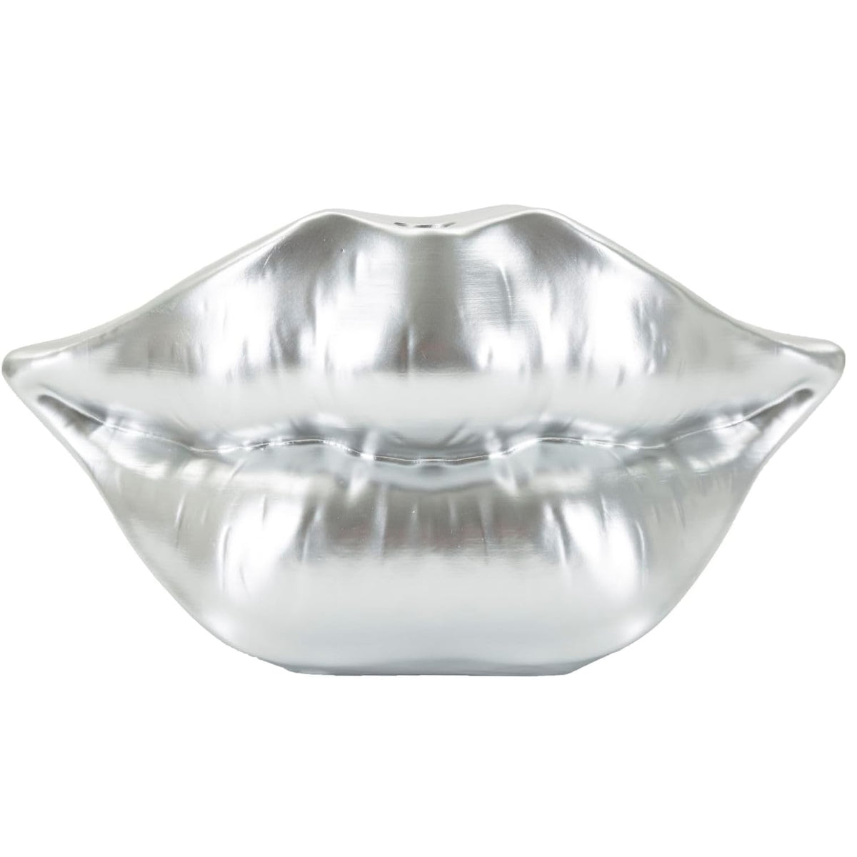 Vaso Decorativo Labbra Mouth Lip Argento in Resina 23 x 8 x H12 cm