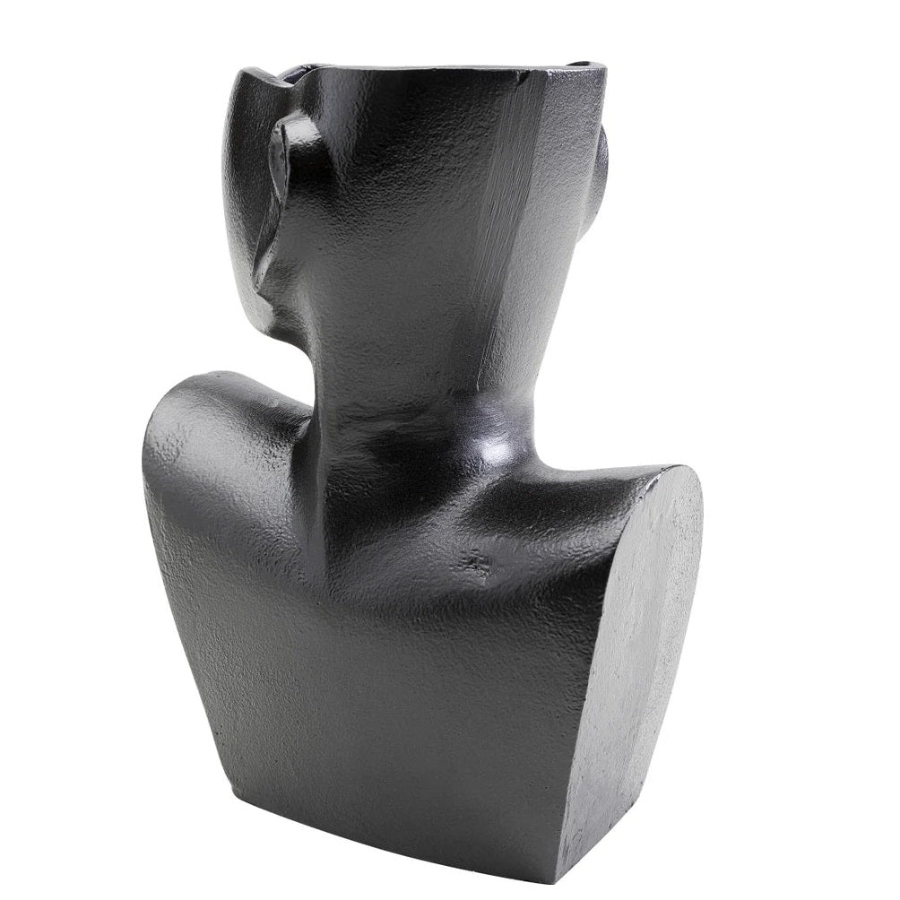 Vaso Decorativo Design Scultura Volto Nero Rostro Side H 27cm