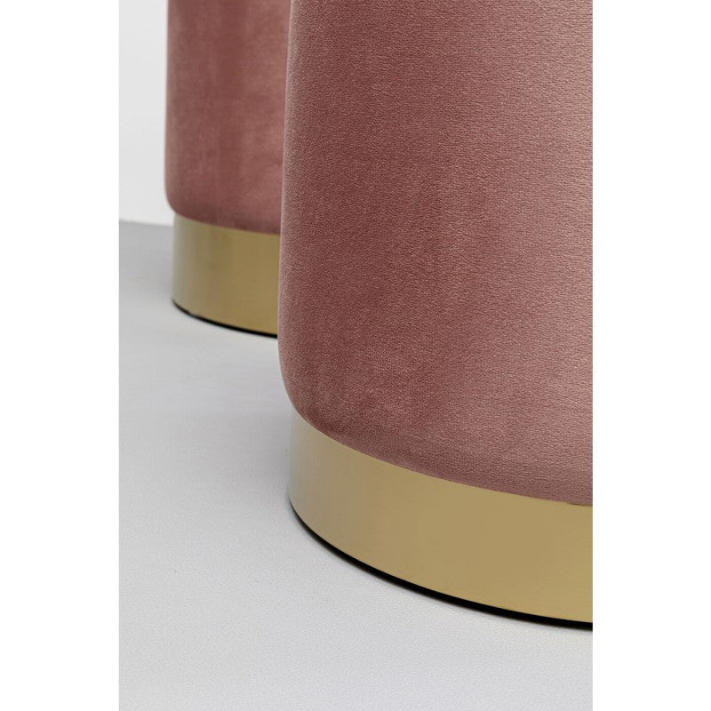 Set 2 Sgabelli Pouf Contenitore Cherry Storage Rosa con Dettagli Ottone