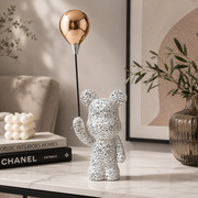 Statuetta Decorativa Orsetto Balloon Bear 60 cm Bianco con Palloncino