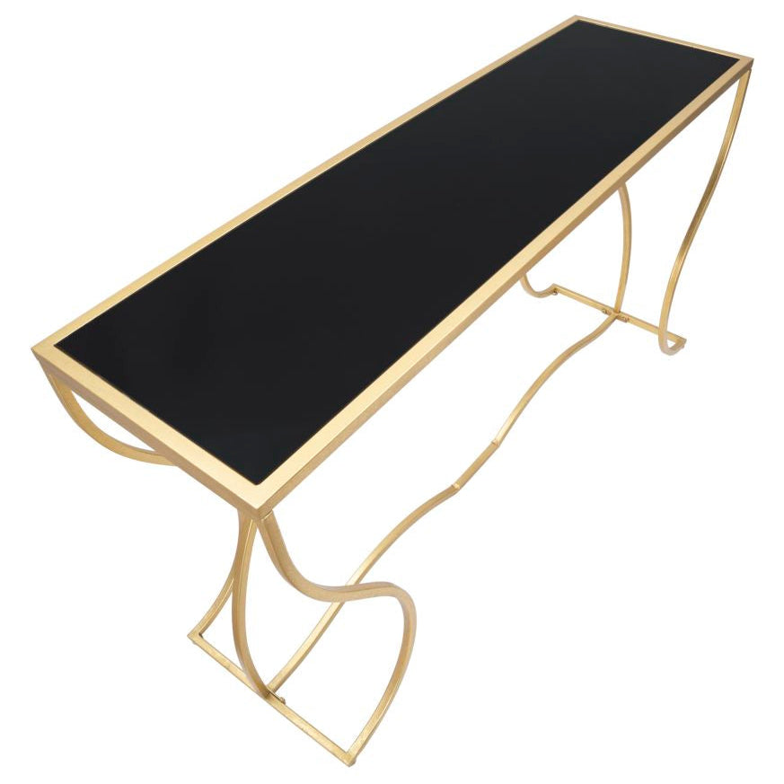 Console Sunshine Oro e Nero Mauro Ferretti 130x40x75 cm Metallo e Vetro Temprato