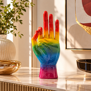 Mano Rainbow OK 16x10,5x36 cm Scultura Decorativa Multicolore in Poliresina