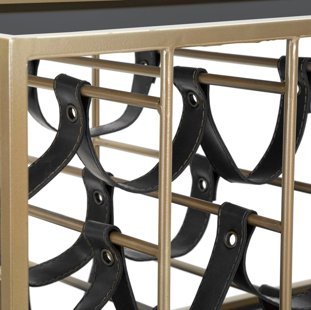 Carrello Black String Oro e Nero 79x39,5x82 cm Portabottiglie con 3 Ripiani e Ruote
