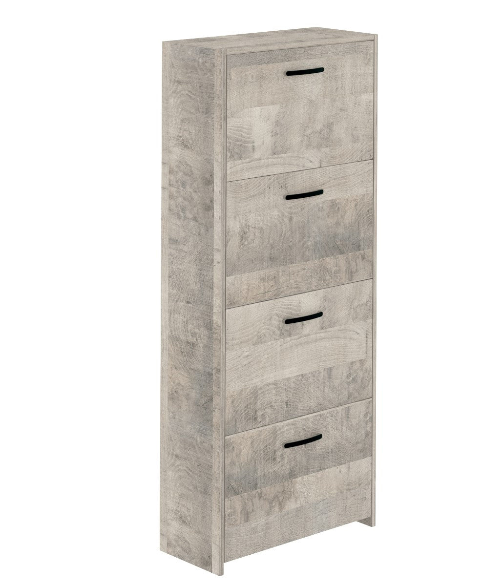 Scarpiera 4 Ante Rovere Platino 58x25x139 cm Portascarpe Salvaspazio