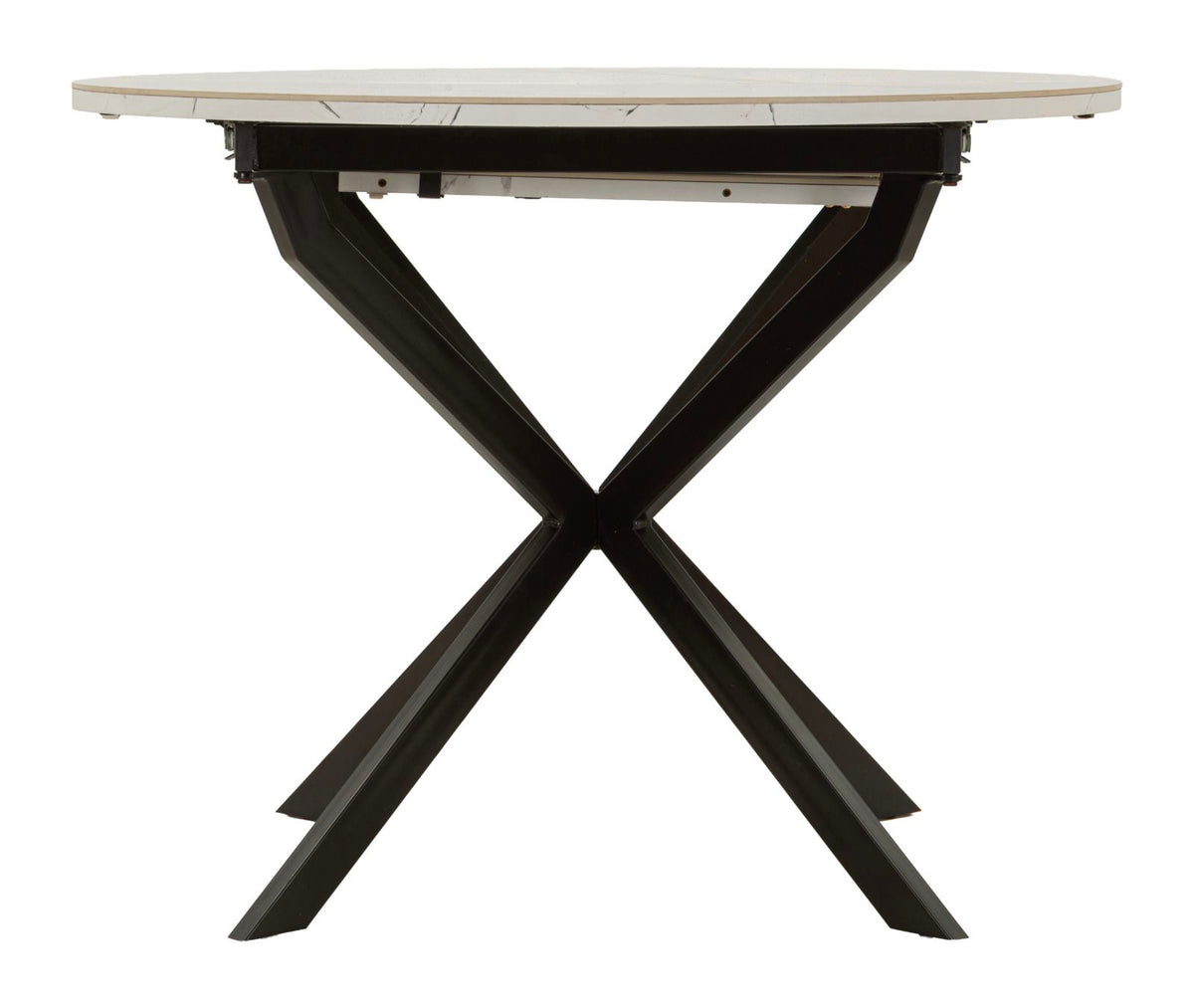 Tavolo da Pranzo Allungabile Martin Ø100-140x78 cm Ceramica Effetto Marmo e Metallo Nero