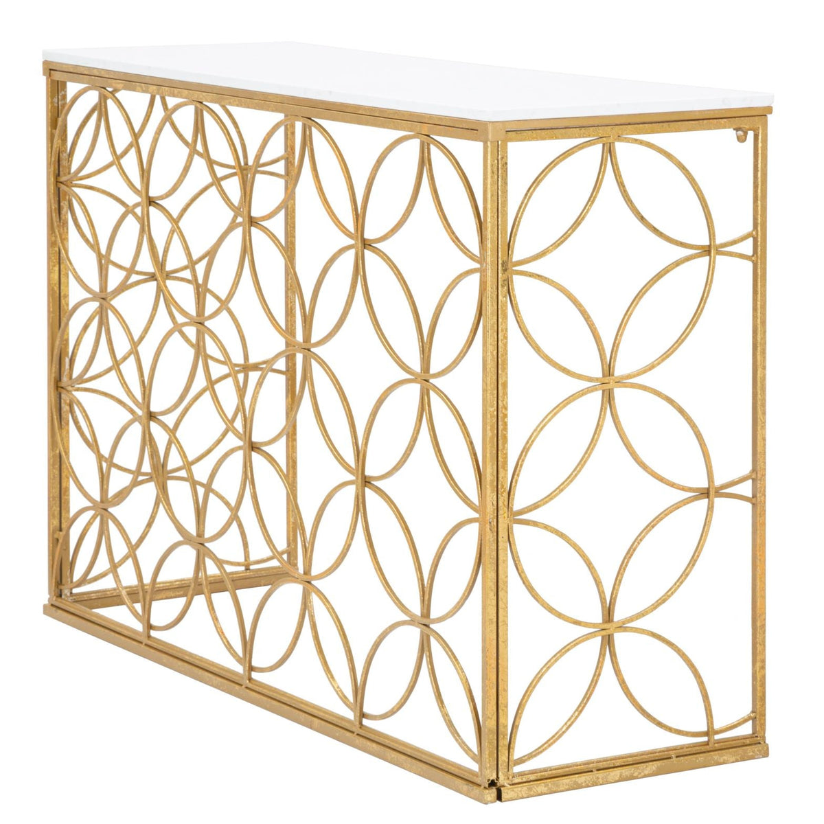 Console Star in Metallo Oro e Marmo Bianco 120 x 40 x H80 cm