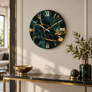 Orologio da Parete Deep Ø40 cm Effetto Marmo Verde Smeraldo con Dettagli Oro