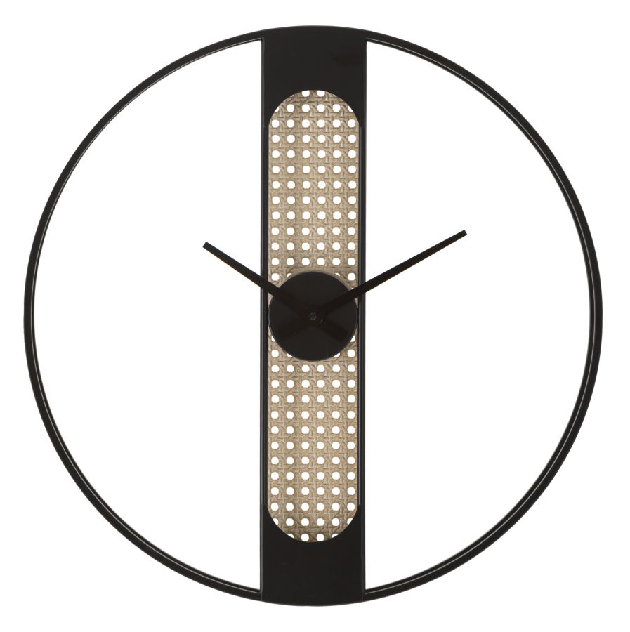 Orologio da Parete Ribby Ø60 cm Nero e Crema Dettaglio Paglia di Vienna