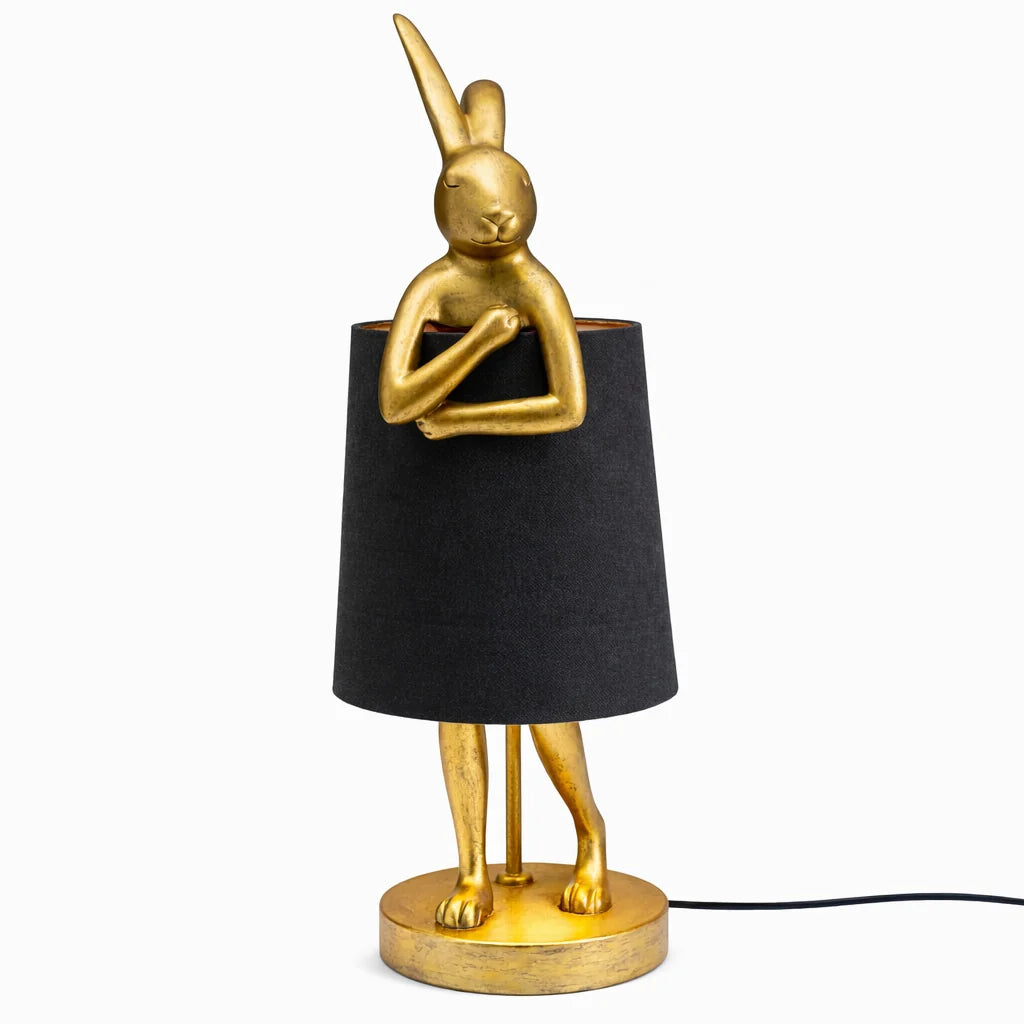 Set Decorativo Glam con Lampada Rabbit Oro 50 cm e Scultura David 30 cm