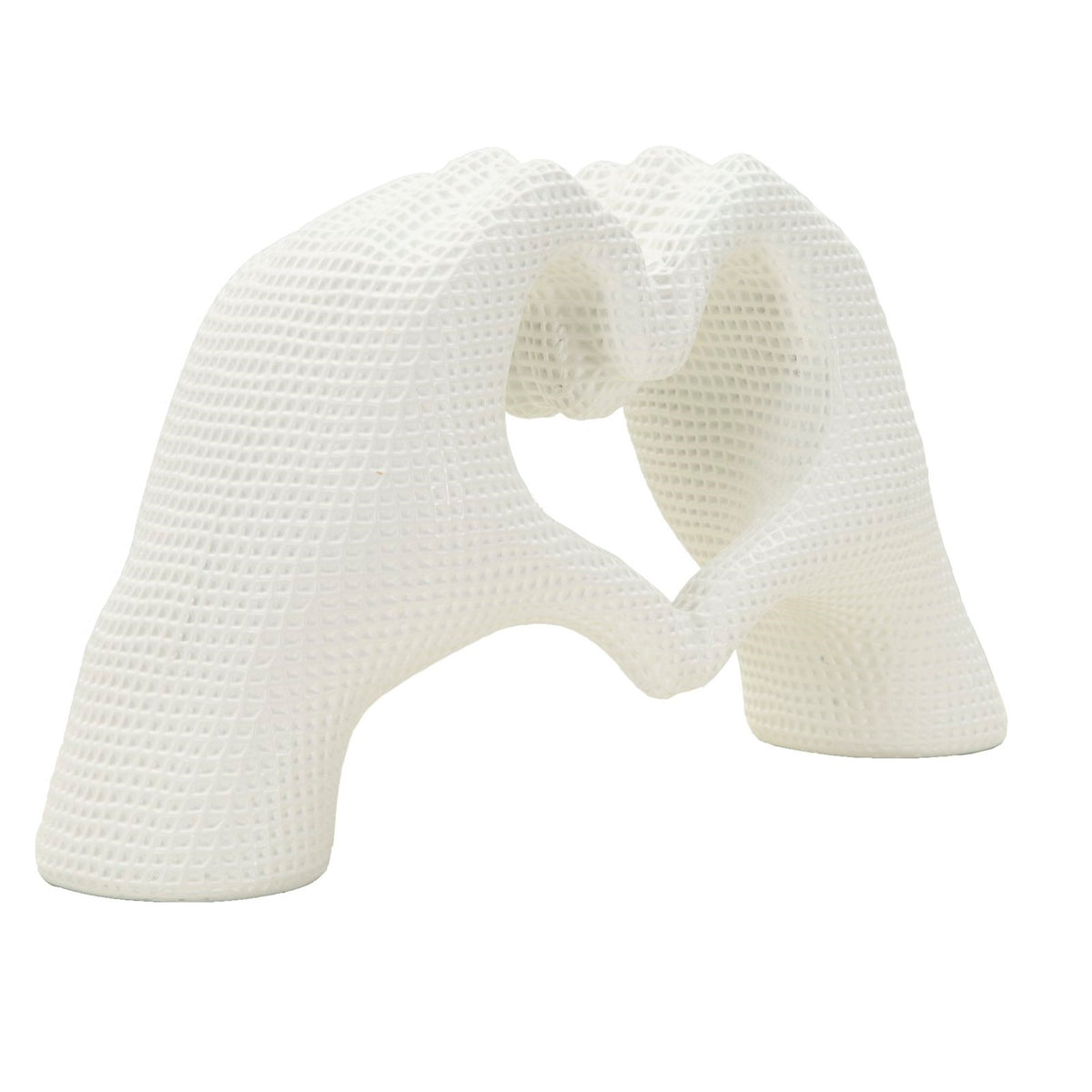 Scultura Lover White in Resina Bianca 25 cm Mani a Cuore Design Moderno
