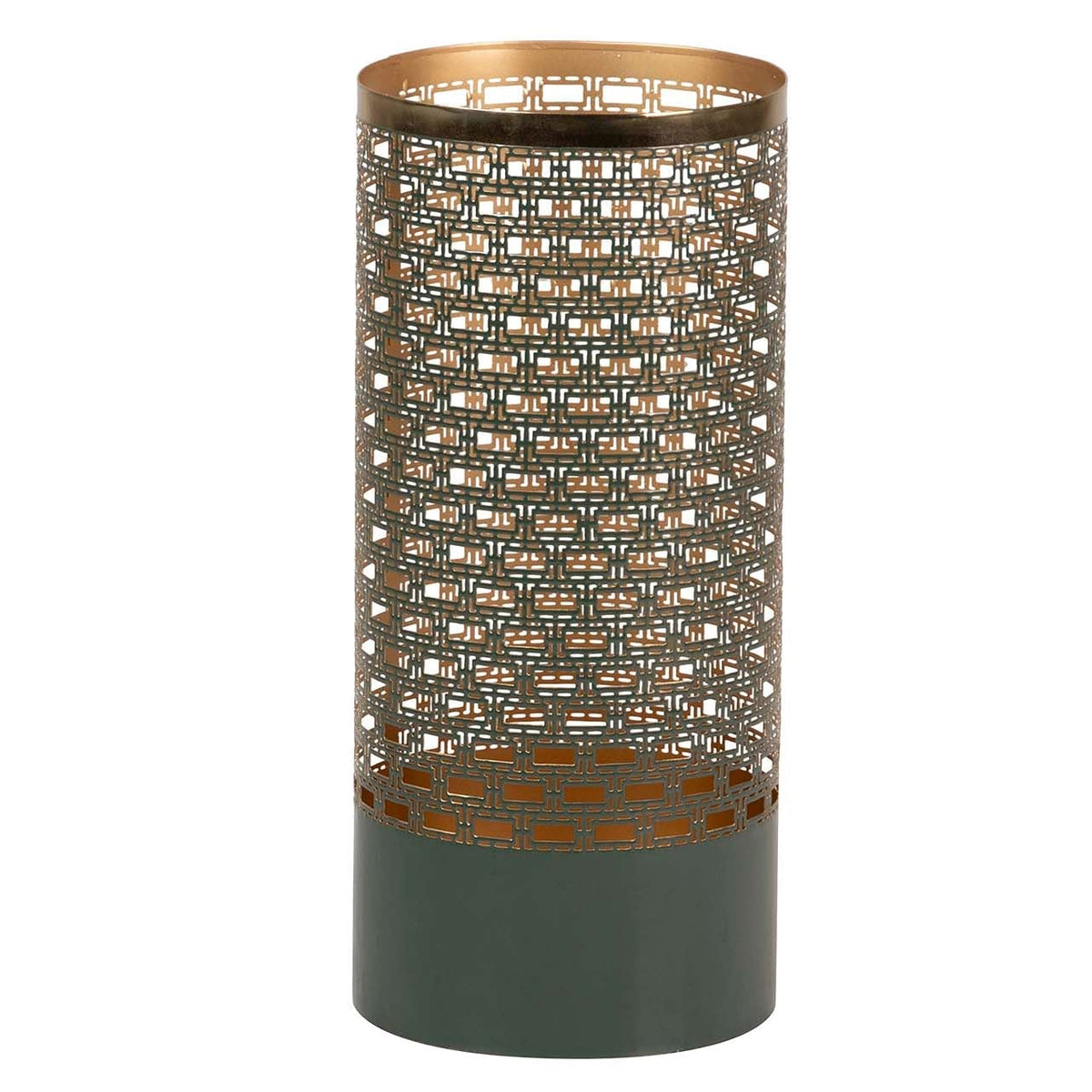 Portaombrelli in Metallo Nero e Oro H45 cm con Decorazione Traforata