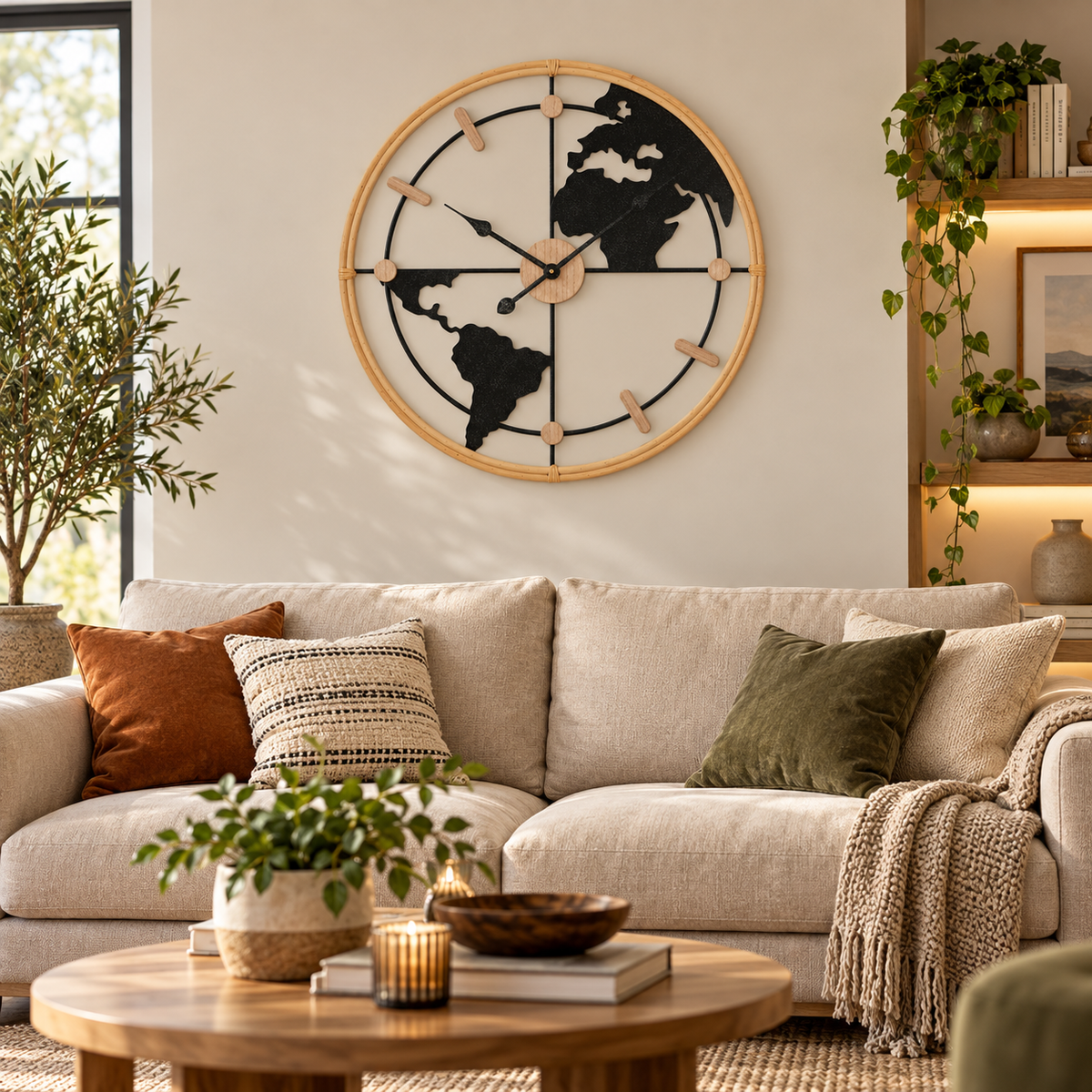 Orologio da Muro World New Ø 60 cm in Ferro e Legno con Planisfero