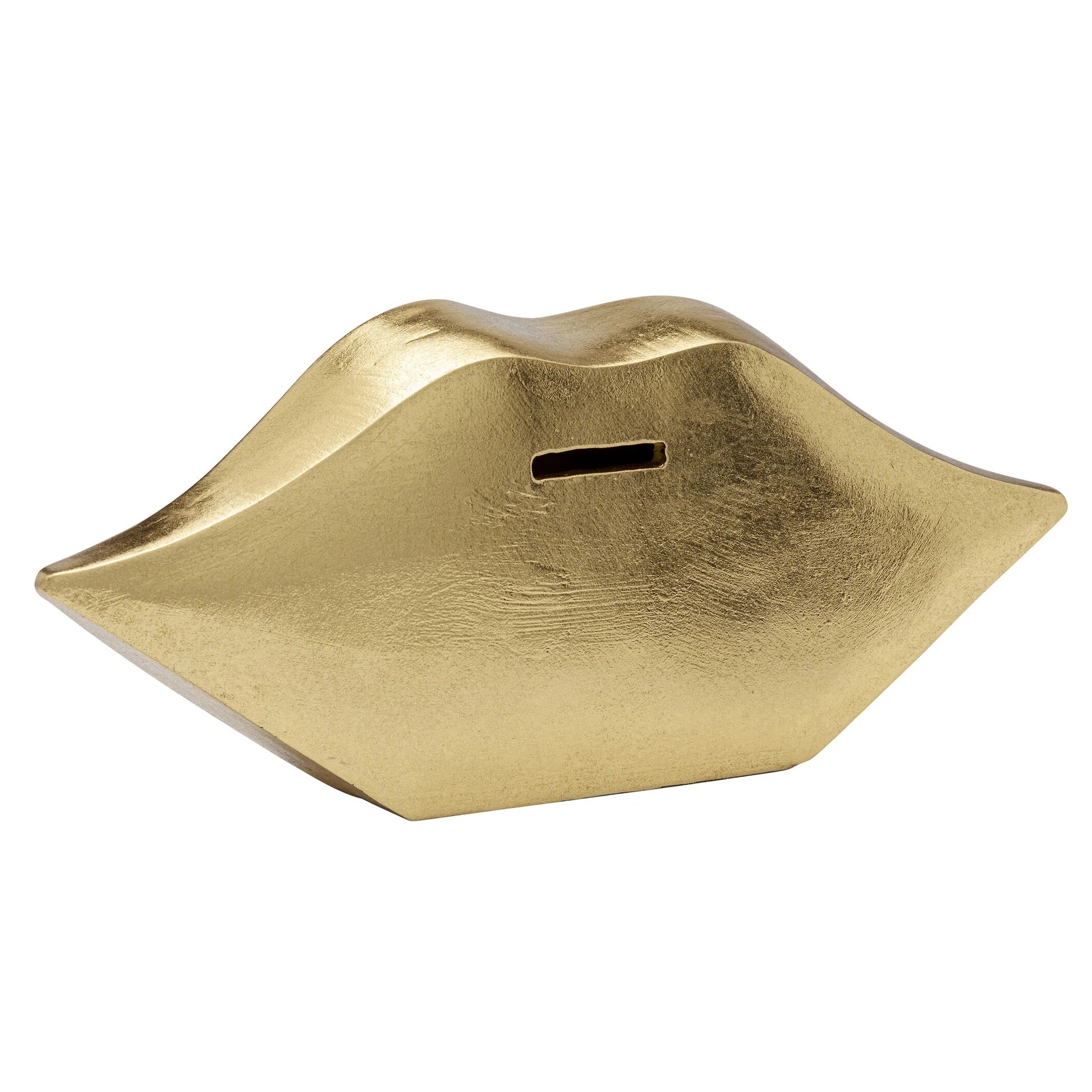 Salvadanaio Labbra Oro 13 cm Decorazione Glamour di Design