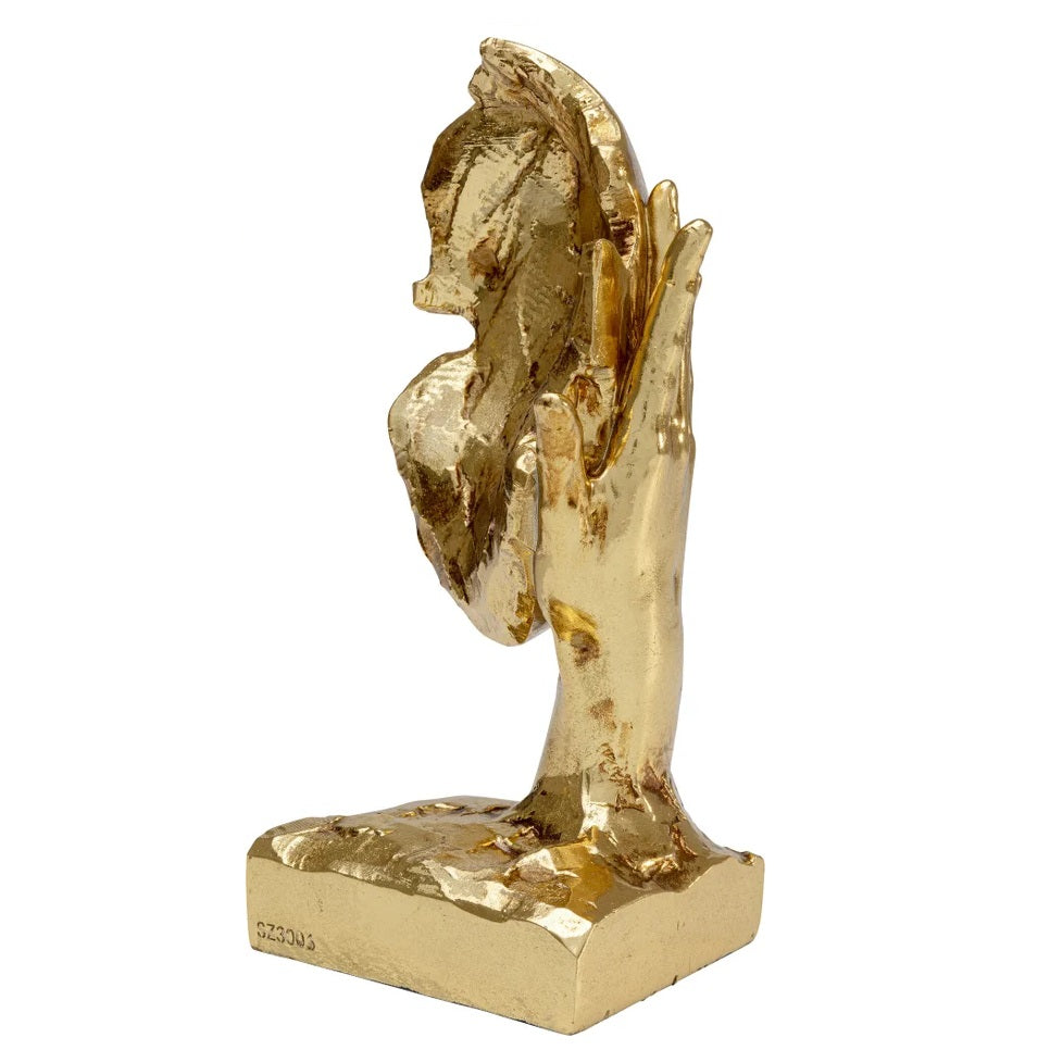 Scultura Oggetto Decorativo Volto Viso In my Mind Oro 30cm