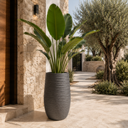 Vaso Tressage Alto Grigio da Esterno in Fibra di Vetro e Argilla cm 40 x h.75