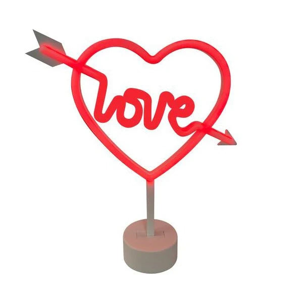 Lampada Neon LED Cuore Love con Freccia Decorazione Romantica