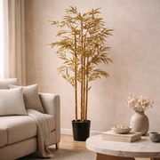Albero Di Bambù Dorato Con Vaso 78x51x137 Cm