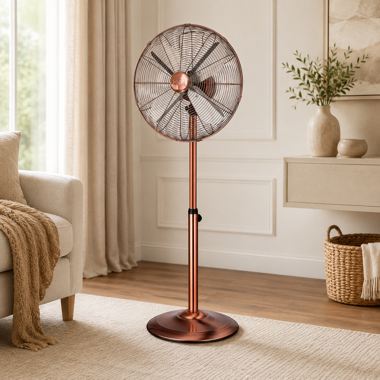 Ventilatore da Terra Rame 45 cm 60W in Metallo 3 Velocità