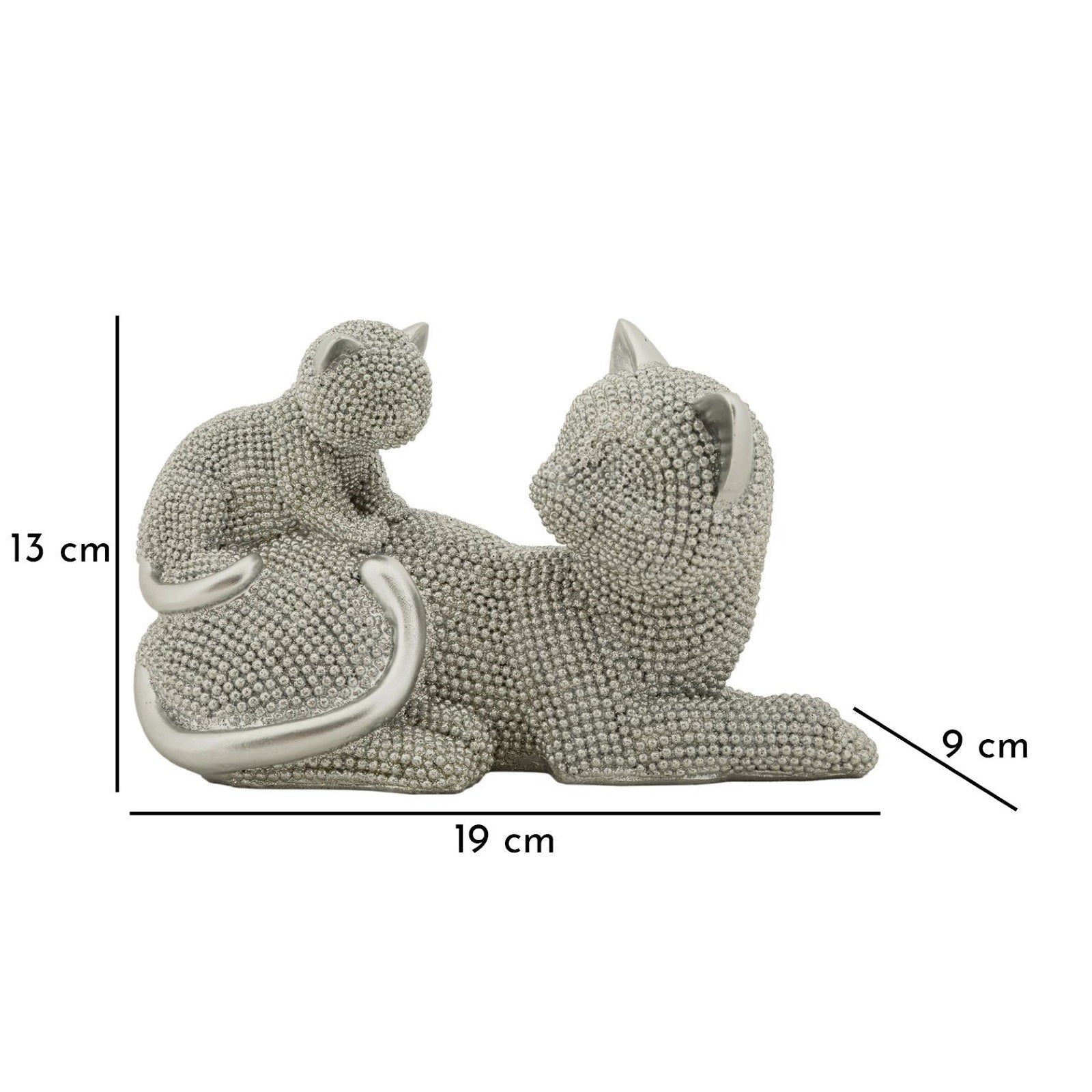 Statuetta Decorativa Gatto Con Cucciolo Sparky 19x9x13 cm in Poliresina