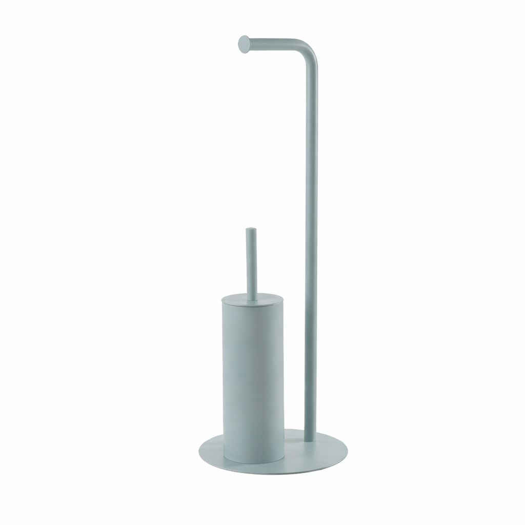 Piantana Bagno Portascopino e Portarotolo Taki in Acciaio Design Moderno