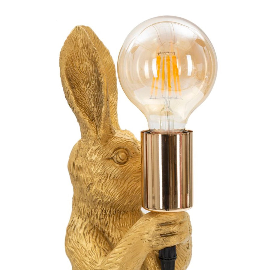 Lampada da Tavolo Coniglio Oro in Resina 13 x 17 x H35,5 cm